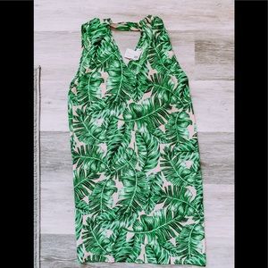 Rosette blush & green tropical shift dress